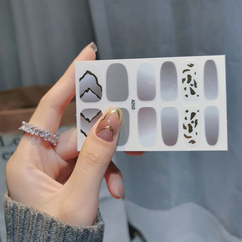 

2021 New Korean Style Waterproof Nail Art False Nails Acrylic Nail Stickers Gel Polish Glitter Natural Wrap Decals