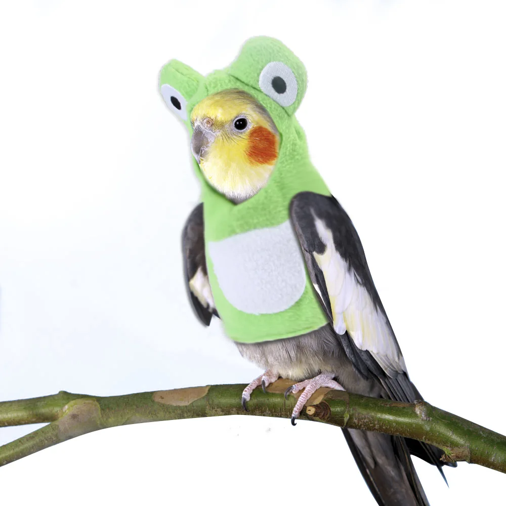 

Funny Birds Clothes Cute Frog Shaped Clothes Soft Parrots Coat Cosplay Photo Prop Christmas Halloween Pet Accessories