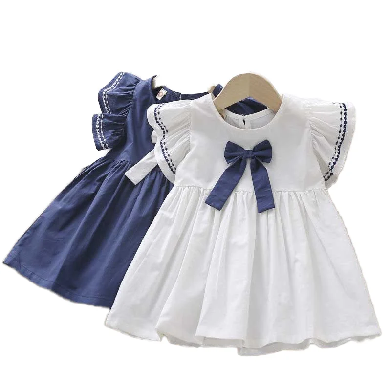 Bow Short Sleeve O Neck Dress