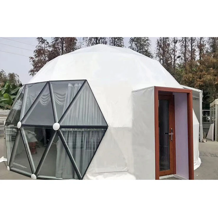 

6m Luxury Geodesic Dome Tent Glamping Dome With Bathroom and Door