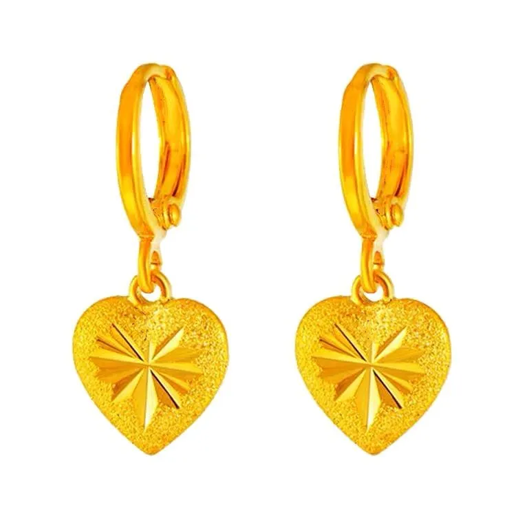 

Gold Plated Peach Heart Earrings Spring Clasp Love Earrings Exquisite Craftsmanship Gold Ladies Jewelry
