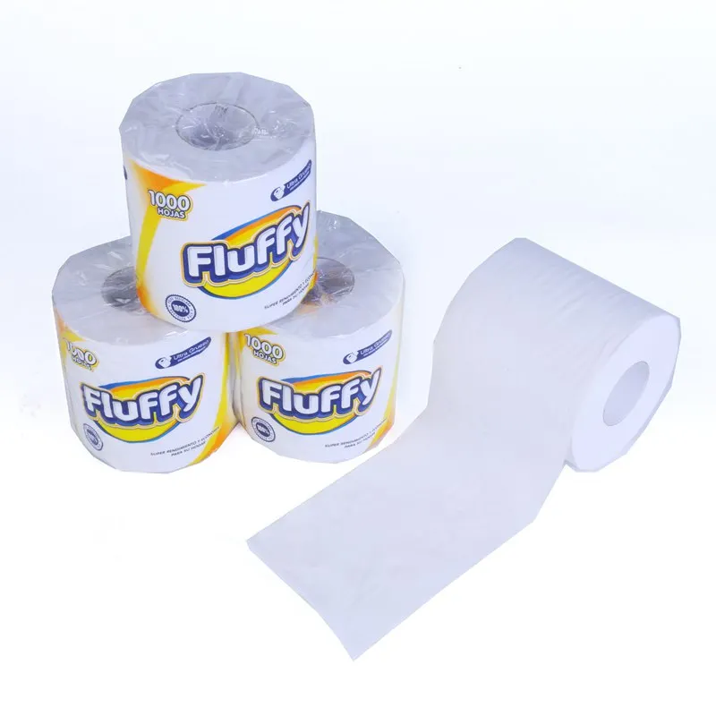 

High Quality Recycled Pulp 1 ply 1000 Sheets Strong and Soft Toilet Paper, Cheap Toilet Paper, Natural white