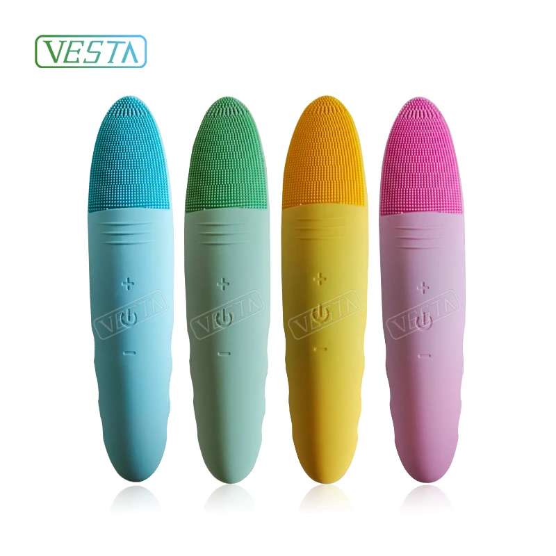 

Vesta Hot Electric Silicone Facial Cleansing Brush Face Massager Cleanser Facial Cleaning Brush Facial Brush for Pore Cleansing, Pink/blue/yellow/green