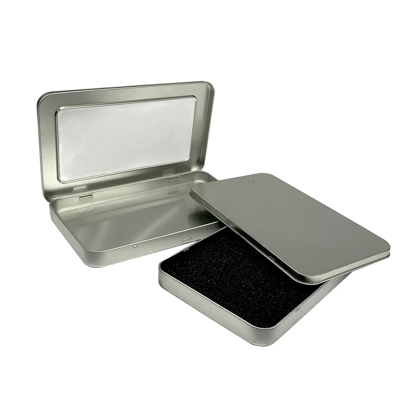
gift stationary rectangular metal tin pencil case for school metal tin pencil box with PVC window 