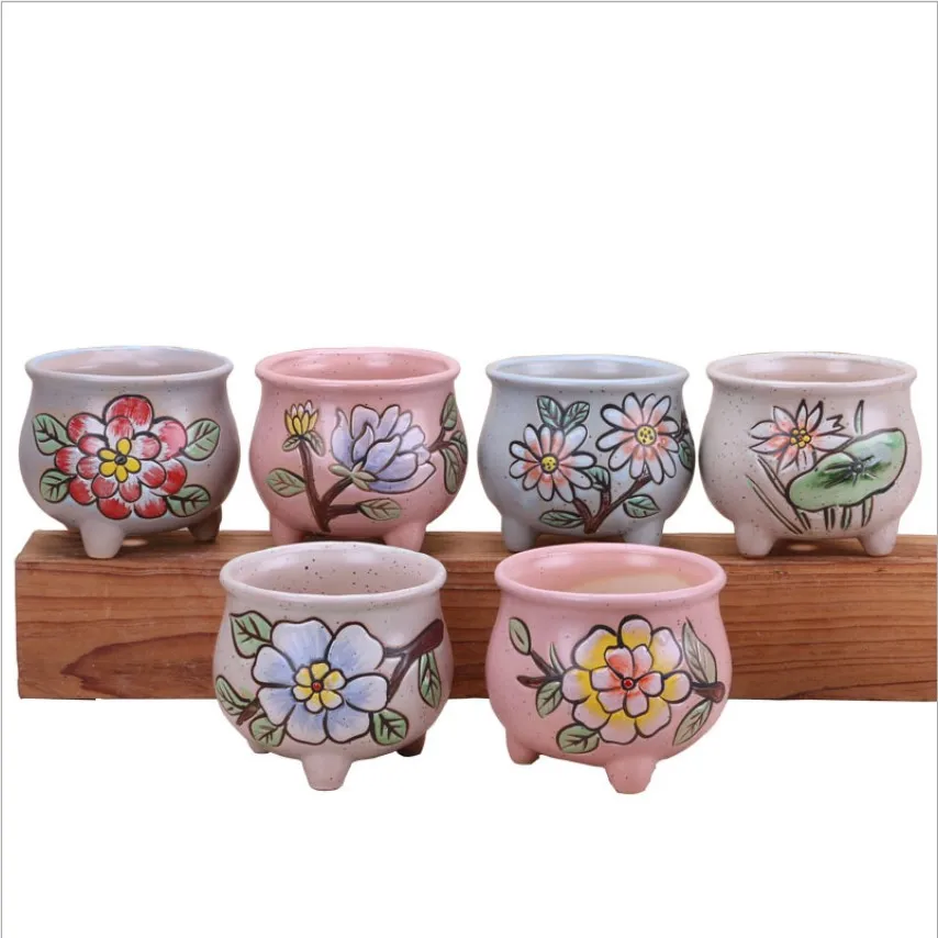 

Japanese Hand Painted Mini Table Pot Cactus Ceramic Pots For Succulent Plants Wholesale China, Any pms colour is accepted