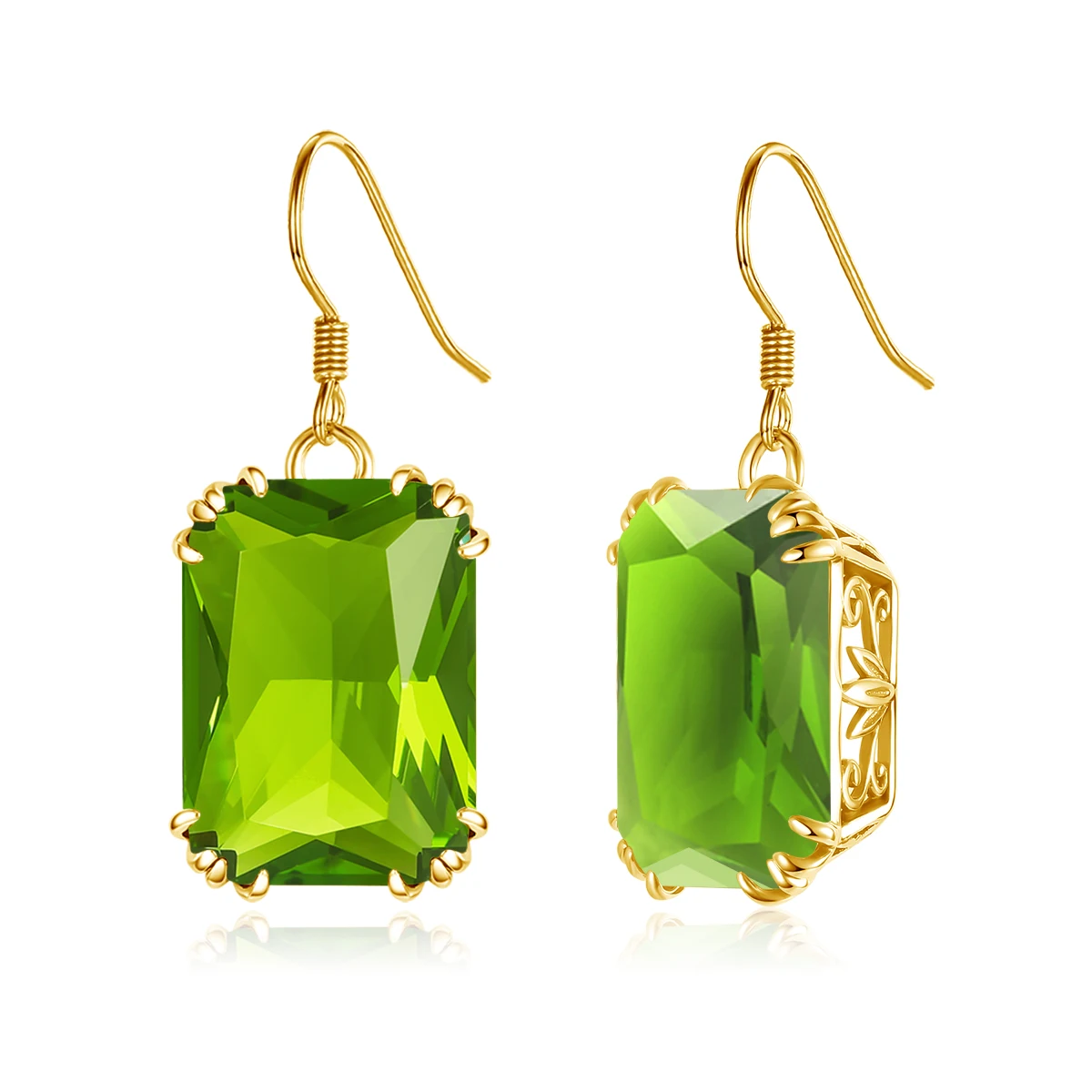 

Luxury Earrings Women Peridot Big Gemstone 925 Sterling Silver Femmes bijoux en argent 18K GolD Plated Dropshipping Jewelry, Gold color