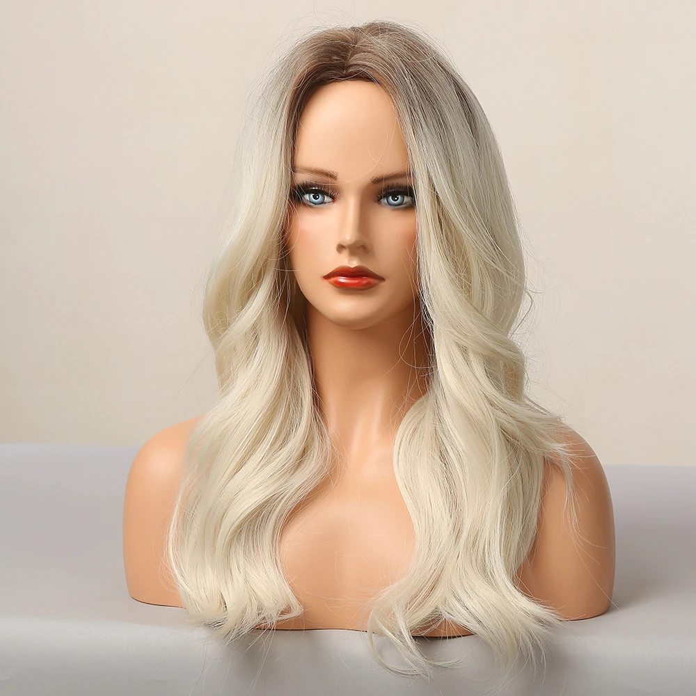 

Good quality and low price heat resistant long curly highlight white lace front wig