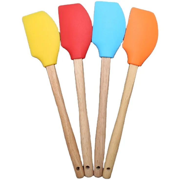 

Non-stick silicone and wood handle spatulas, Kitchen Cooking Silicon Spatula with Wooden Handle