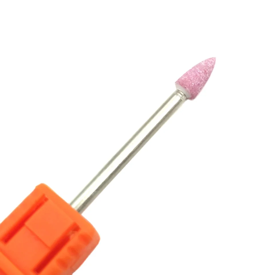 

HYTOOS Cone Pink Corundum Nail Drill Bit 3/32" Rotary Ceramic Stone Burr Manicure Electric Drill Accessory Nail Mills Tool