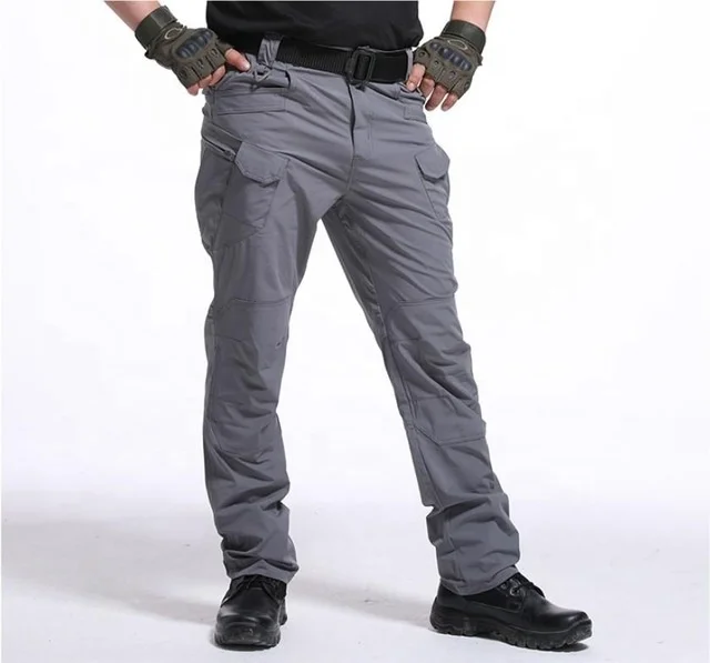 

Outdoor Hunting Plaid Trekking Pants Tactical Cargo IX9 Trousers Spy Film City Tactical Slim Outdoor Cargo Pants, Grey green khaki