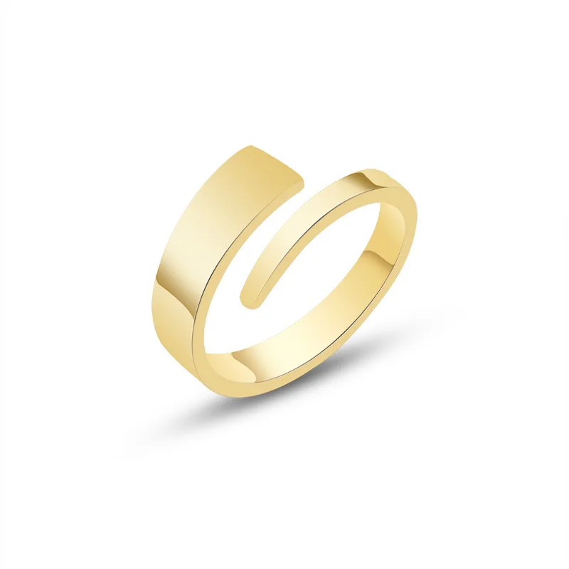 

European Ins Minimalist Hip Hop Wrench Ring 18k Gold Plated Stainless Steel Rings, Gold/silver