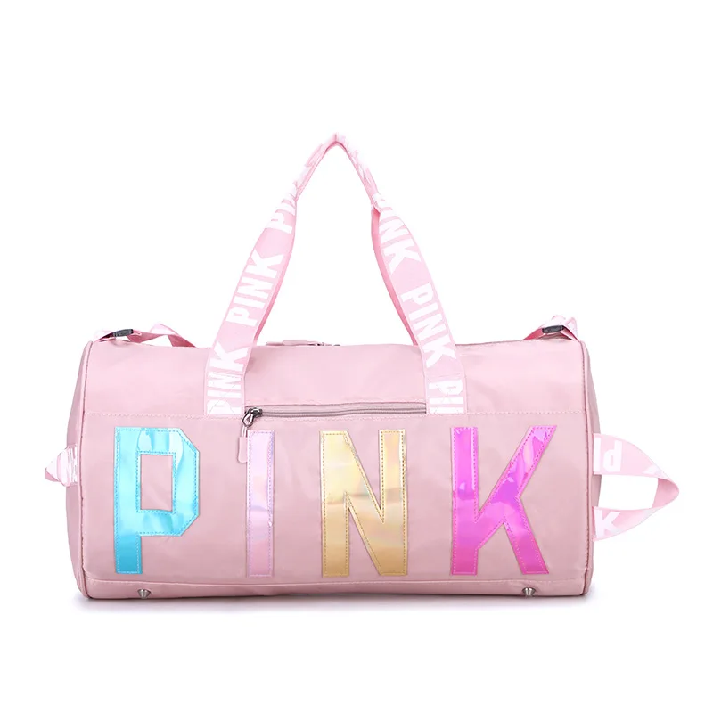 

Custom Logo large capacity pink duffle bags OEM sports Gym Bag women waterproof Unisex Overnight weekender travel bag, Black