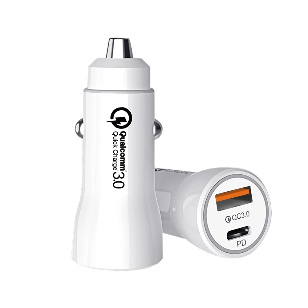 

For iPhone Car Charger Fast Charge Type C Car Charger Dual Mini USB Car Charger Adapter, Black /white