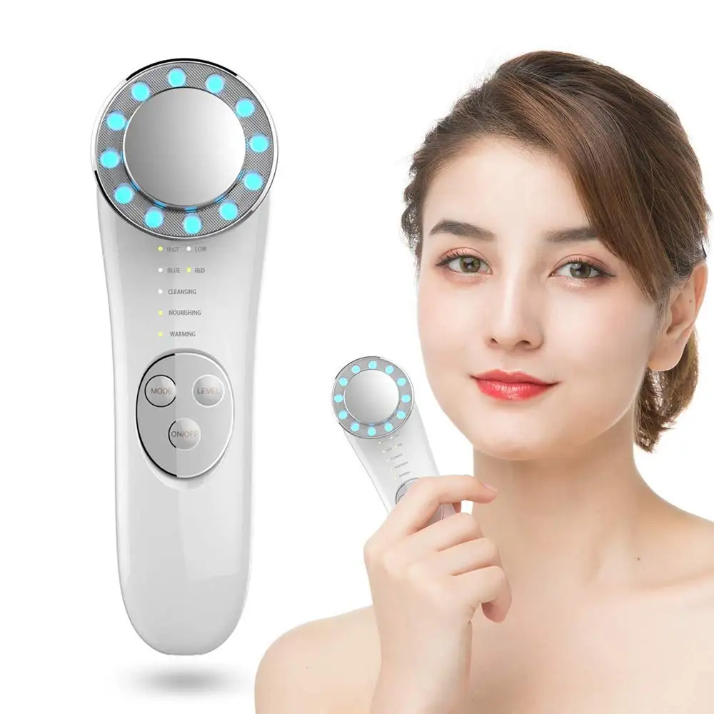 

LED Photon Facial Mesotherapy Electroporation Skin Care Face Lifting Tighten Wrinkle Removal Eye Care RF Skin Tightening Machine, White silver/white gold/black gold