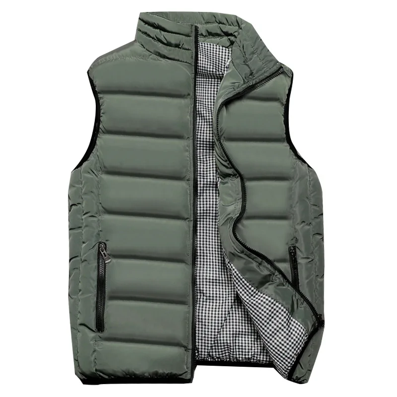 

Custom Logo Autumn And Winter Stand Collar Zipper Pocket Winter Jacket Quilted Down Puffer Waistcoat Men's Vest
