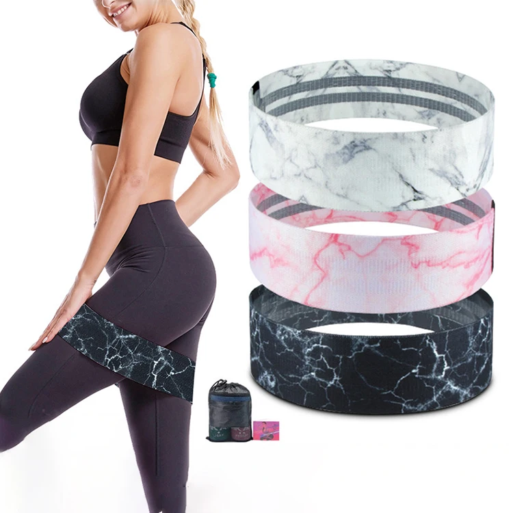 

Best Selling Custom Logo 3 Cotton Fabric Hip Booty Bands Set Fitness Fabric Resistance Bands