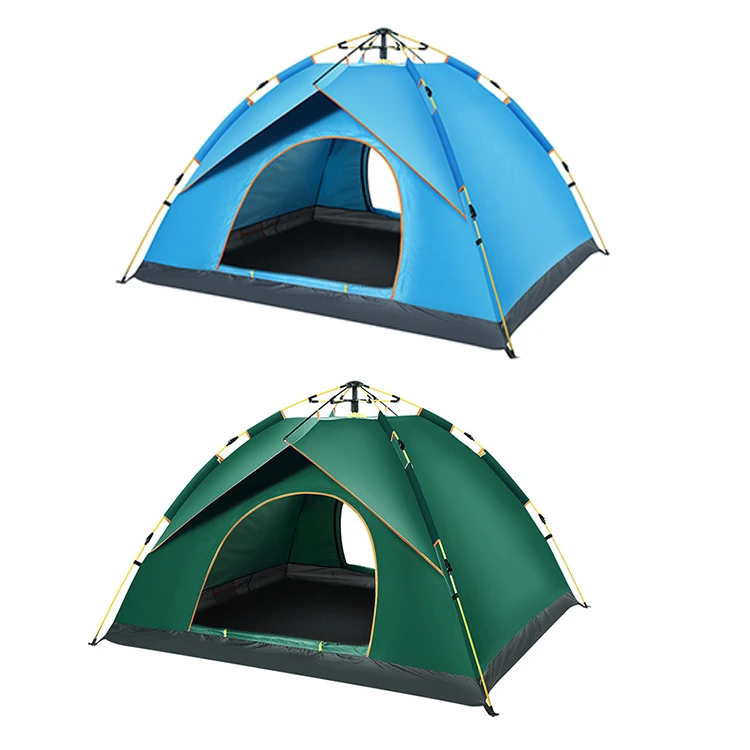 

Waterproof Automatic Outdoor Pop Up Beach Camping Tent Double Layers Hotel Resort Tent, Green/orange/blue