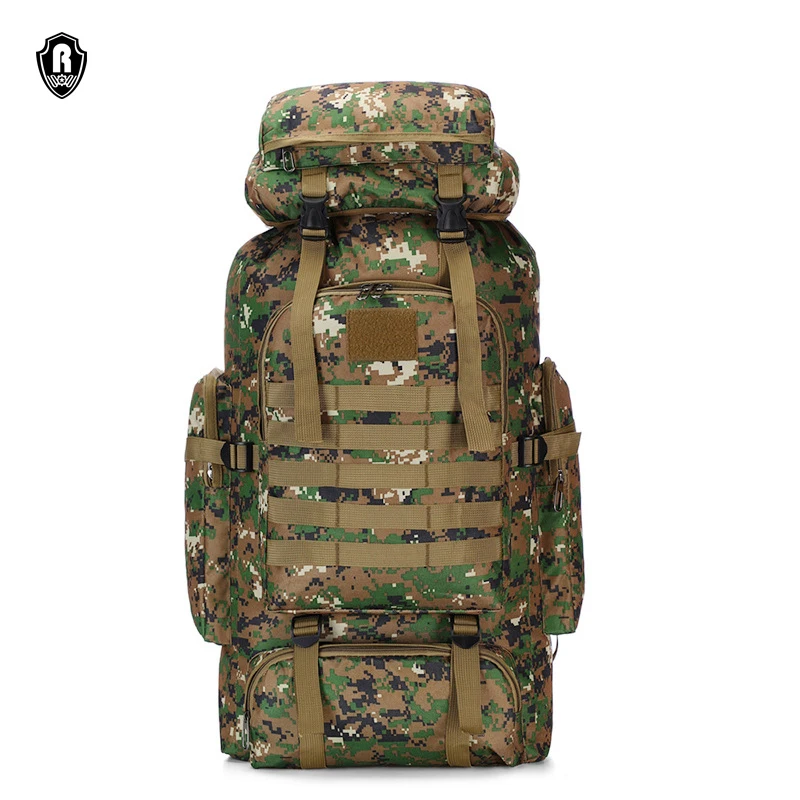 

Custom Logo 80L large High Quality Camel Back Mountain Bag Smell Proof Green Camouflage Tactical Backpack Hiking