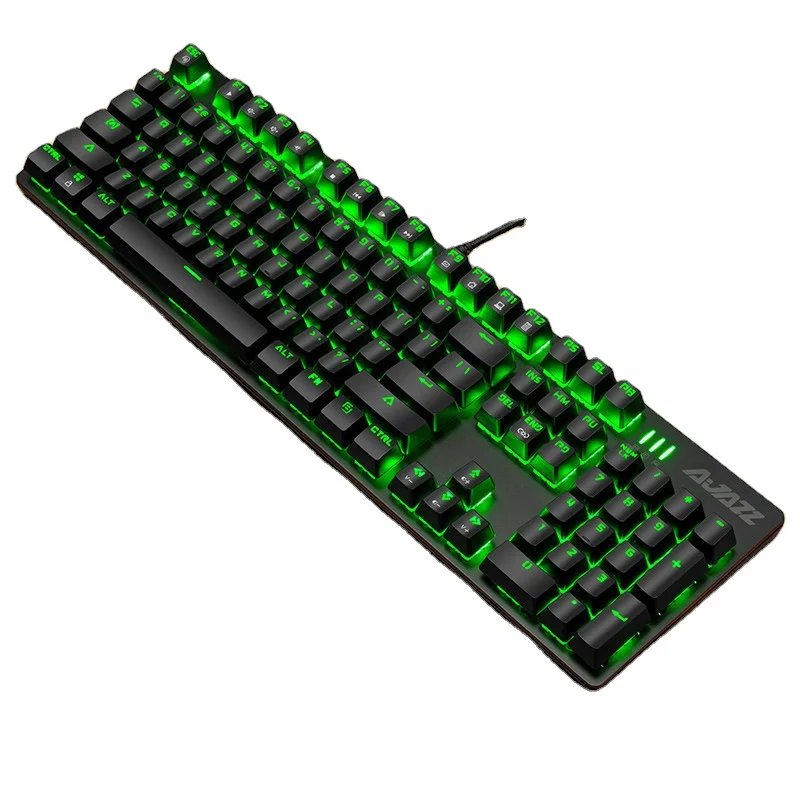 Ajazz ROBOCOP Gaming Keyboard Mechanical Backlit Green Keyboard Ergonomic Anti-ghosting  key flip/black/blue switch