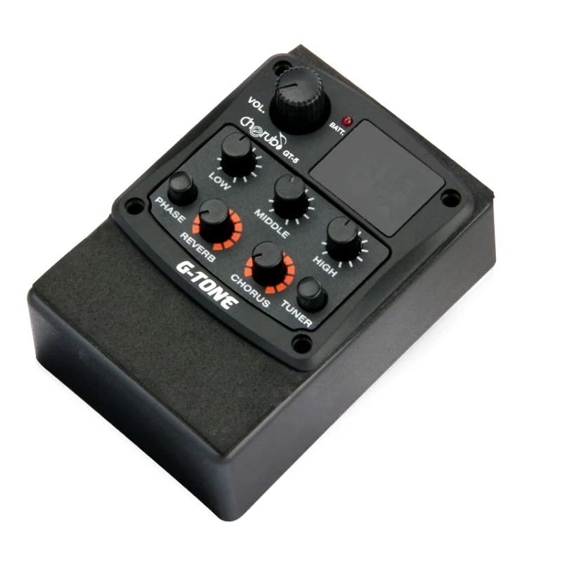 

Cherub GT-5 Preamp Piezo Guitar 3-Band EQ Equalizer with Chromatic Tuner and PhaseWith phase and tuner function, Black
