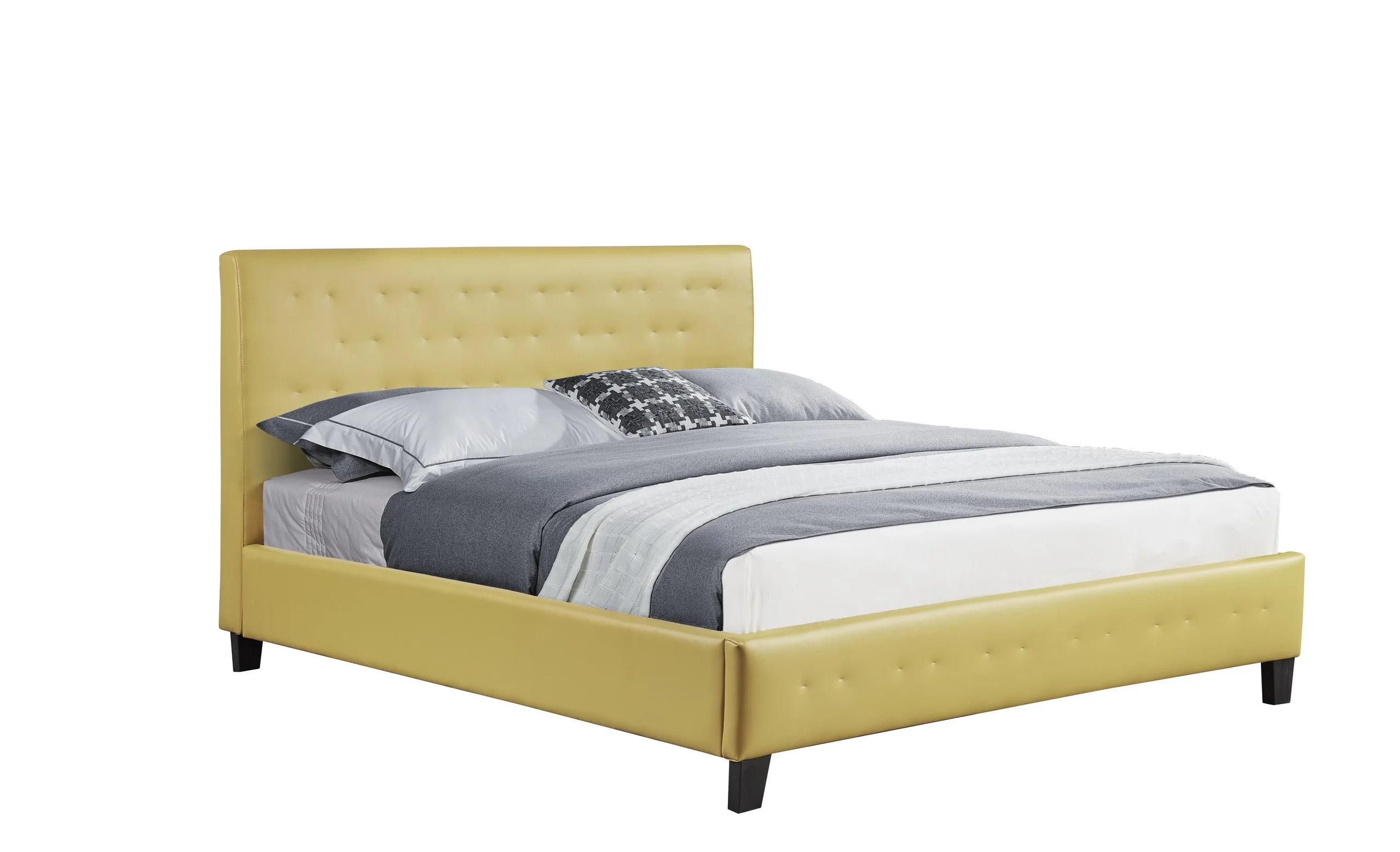 Bedroom Furniture Yellow Leather Adult Double Beds Wood Frame With Headboard Buy Bedroom