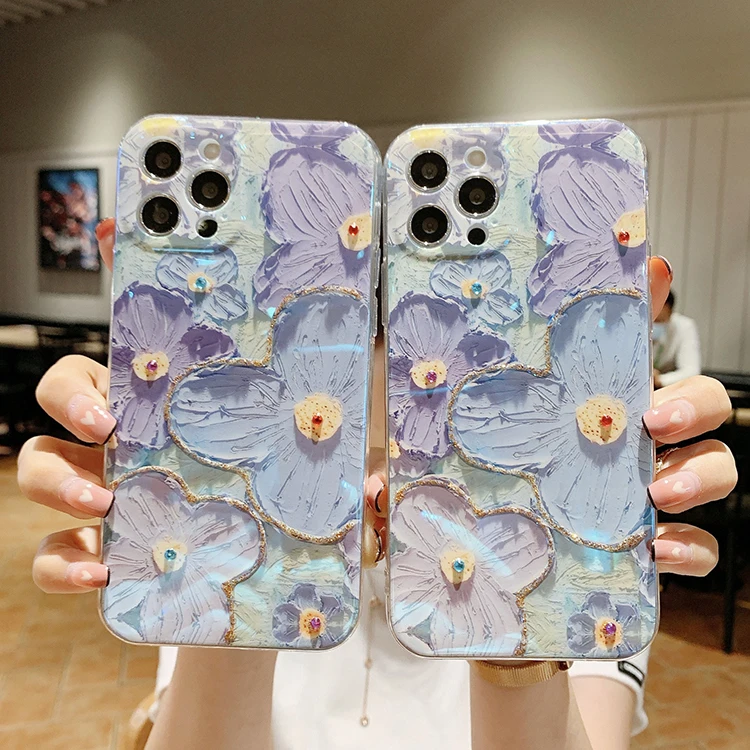 

Flower pattern design soft tpu full protective bumper cover case for iphone 12pro max