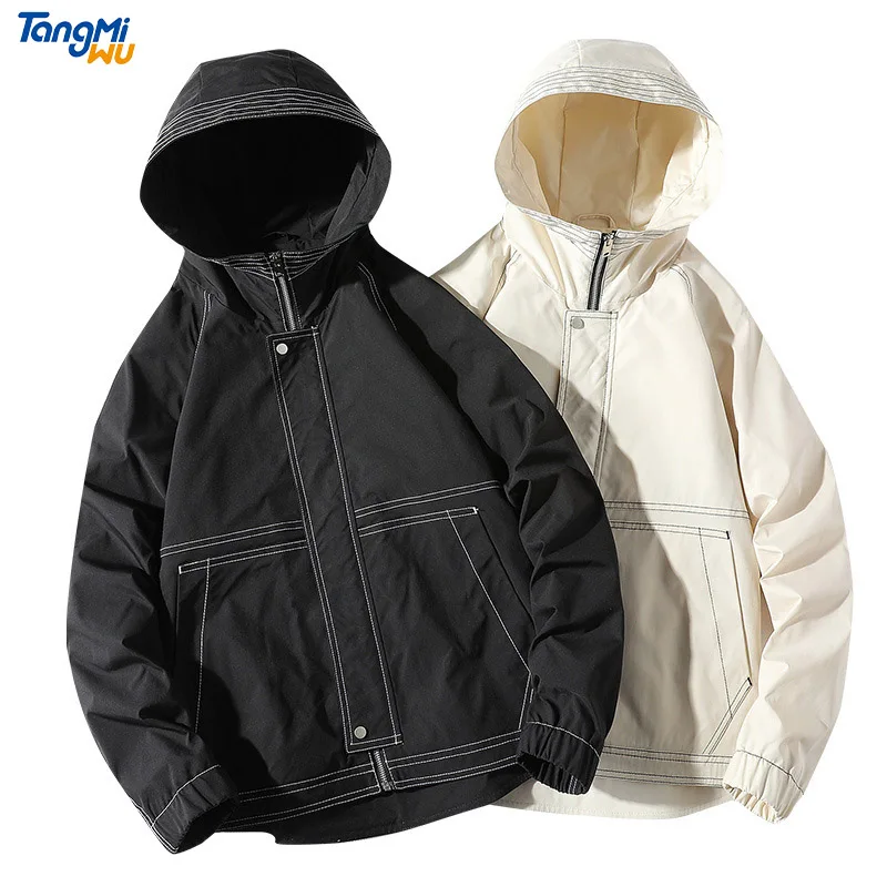 

TMW new style autumn streetwear blank windbreaker zip up jacket chaqueta de los hombres loose men hooded jacket