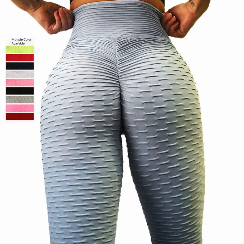 

Wholesale Women High Waist Textured Yoga Pants Tummy Control Ruched Butt Lifting Booty Scrunch Tights Stretchy Workout Leggings