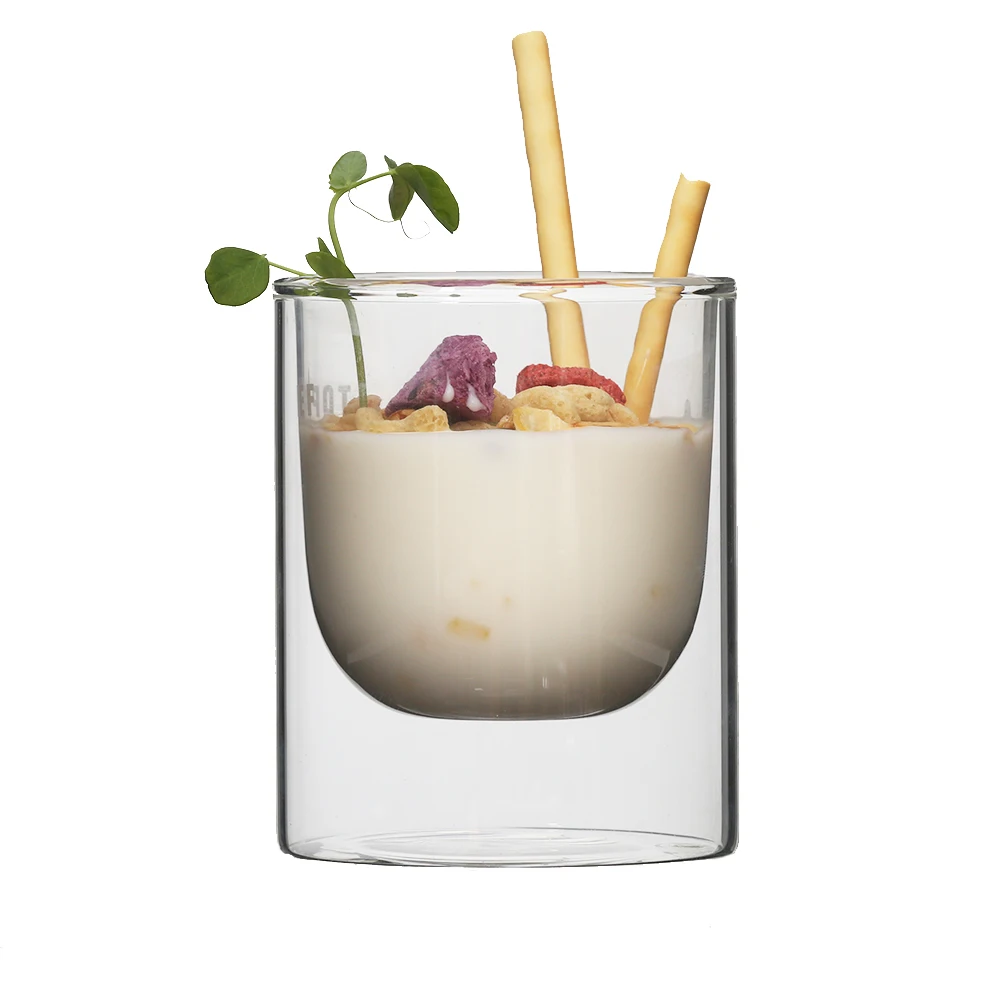 

160ml Thermal Double Wall Glass Cup Ice Cream Cup