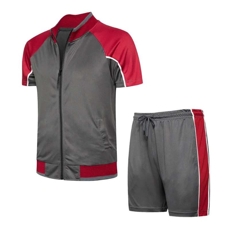 

Latest Design Tracksuits Custom Men Logo Short Sleeve Slim Fit T-shirts Sports Shorts Two Piece Sets, As picture