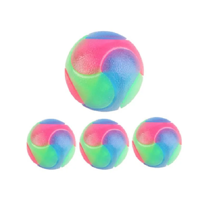 

CE Pet toys 2021Small dog Teddy flashing dog toy ball TPR three colors bouncy ball training catch throw pet toy rubber ball