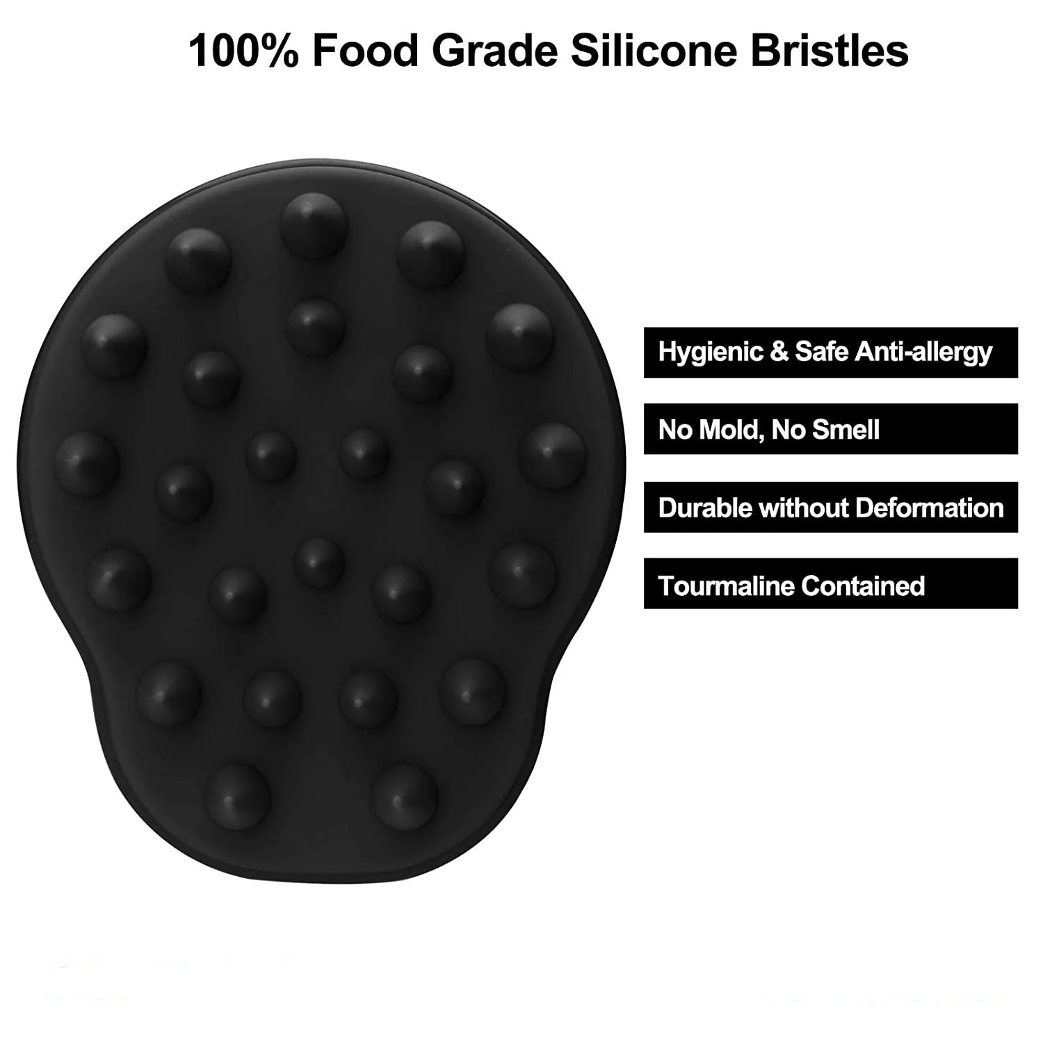 Amazon black silicone bristles exfoliate and remove dandruff shampoo brush washing shampoo tool hair care scalp massager
