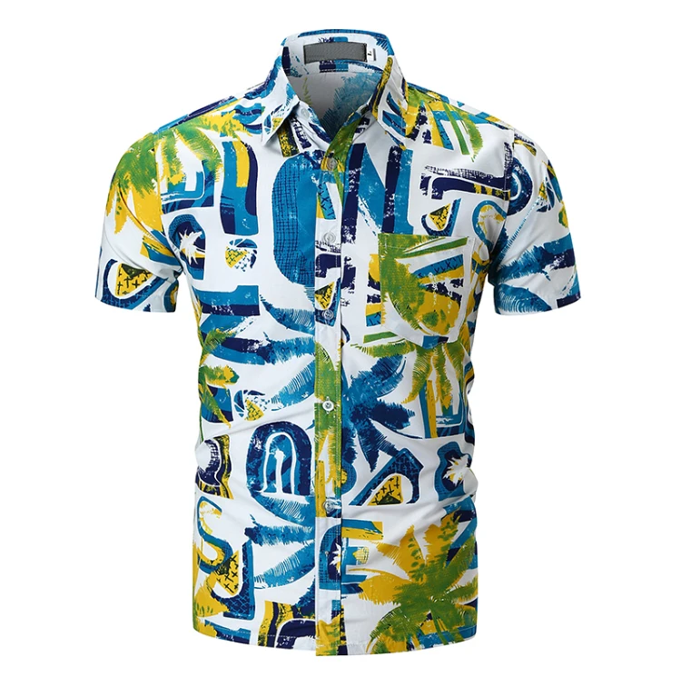 

Hawaiian Shirts Mens Tropical Printed Beach Shirt Summer Short Sleeve Vacation Clothing Casual Hawaii Shirt Men