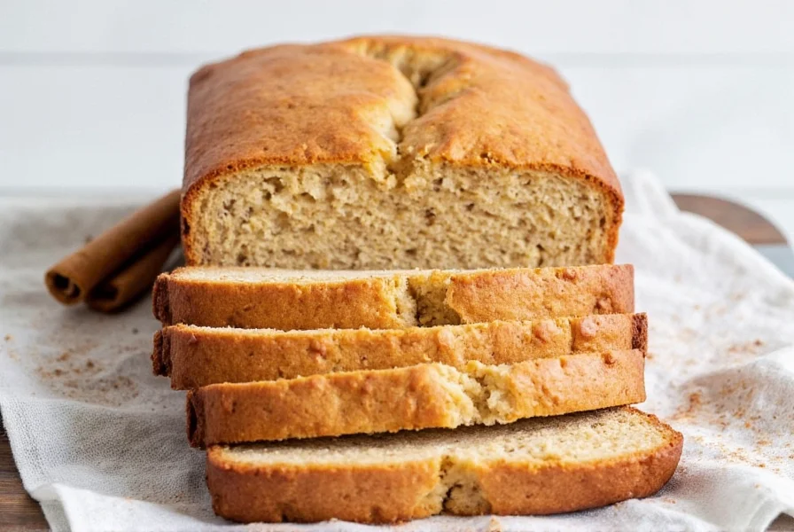 Finished cinnamon bread sliced to show perfect crumb structure and cinnamon swirl