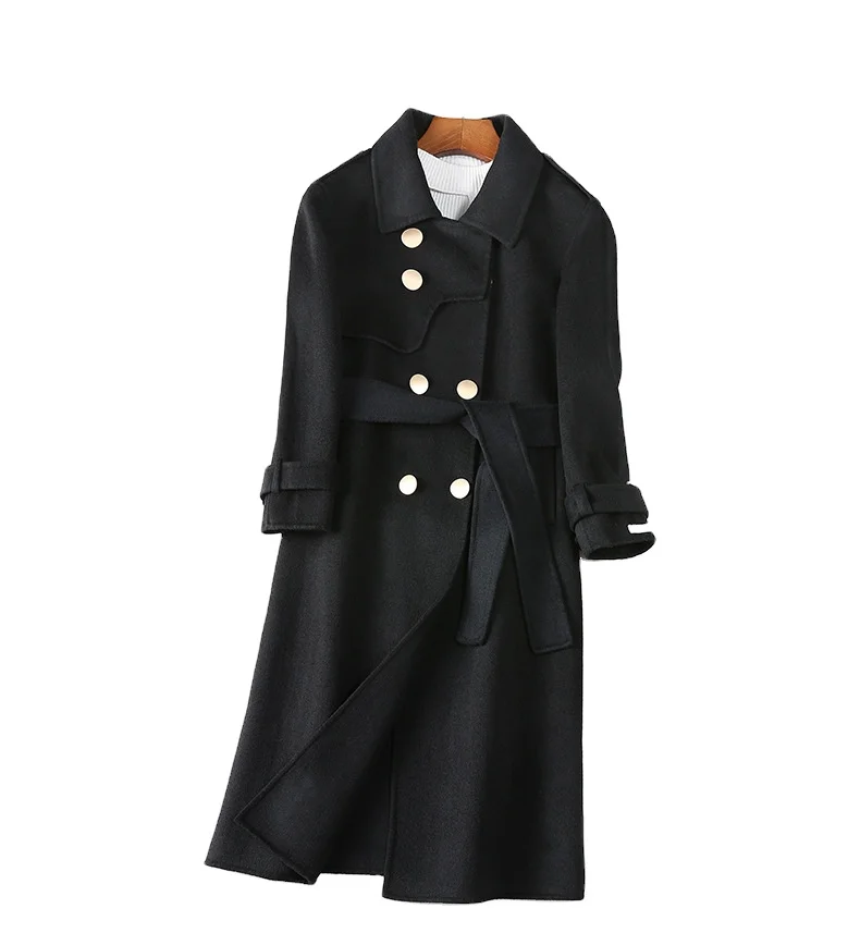 

Wool Coat Ladies Cashmere Coats Women Collar Womens High Quality Long Plus Size Clothing Plain Quantity Winter