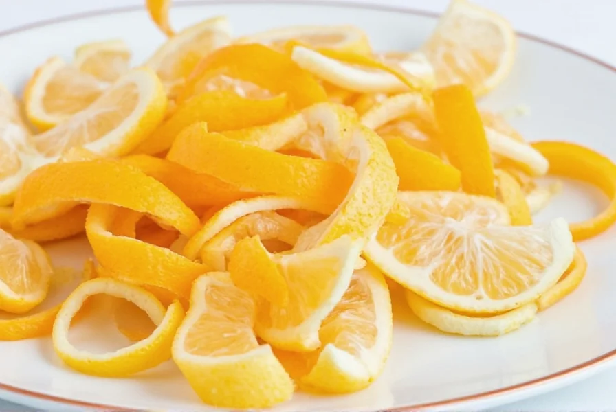 Citrus zest being scraped from an orange