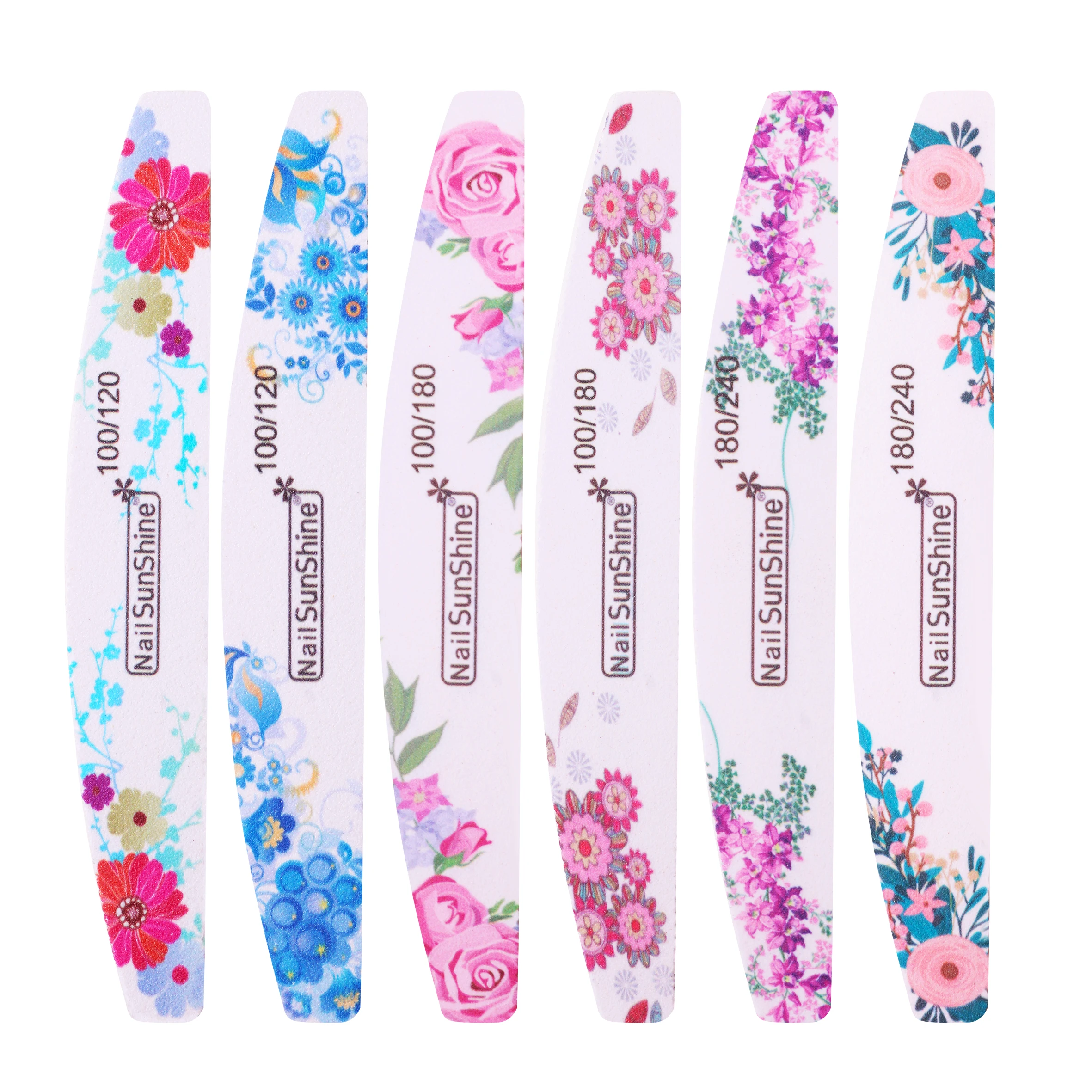 

Oem Sunshine Custom Printed Mid-End Pure White Sand And Printed Half Moon Nail File Manicure Care, As show in figure 6(can be printed on request)