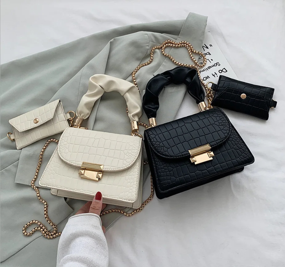 

Hot Selling Luxury Women Trendy 2021 New Girls Shoulder Handbag Woman Crossbody Purse Chain Leather Bags Purses And Handbags, Black, blue, purple, beige