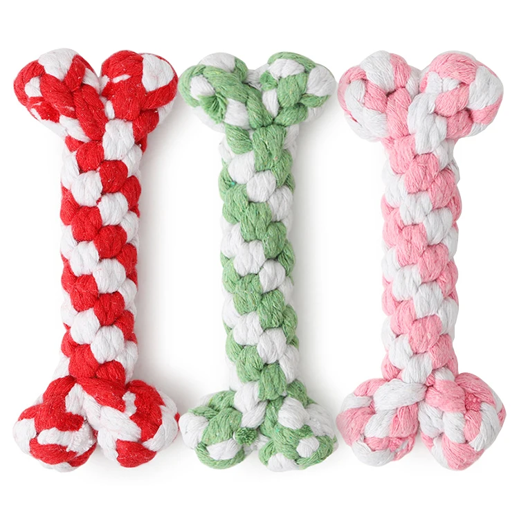 

High Quality Bite Resistant Chewing Teeth Cleaning Bone-Shaped Cotton Rope Dog Pet Toy, As pictures