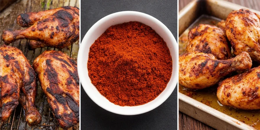 Close-up of crispy crust formed by grilled chicken rub