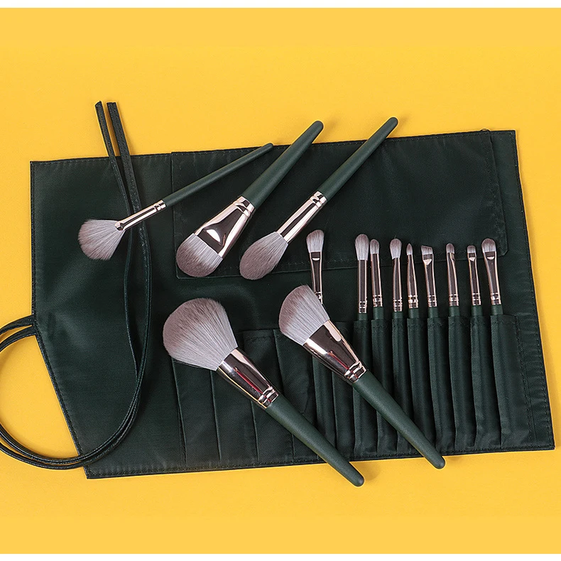 

14Pcs Green Makeup Brush Set With PU Bag
