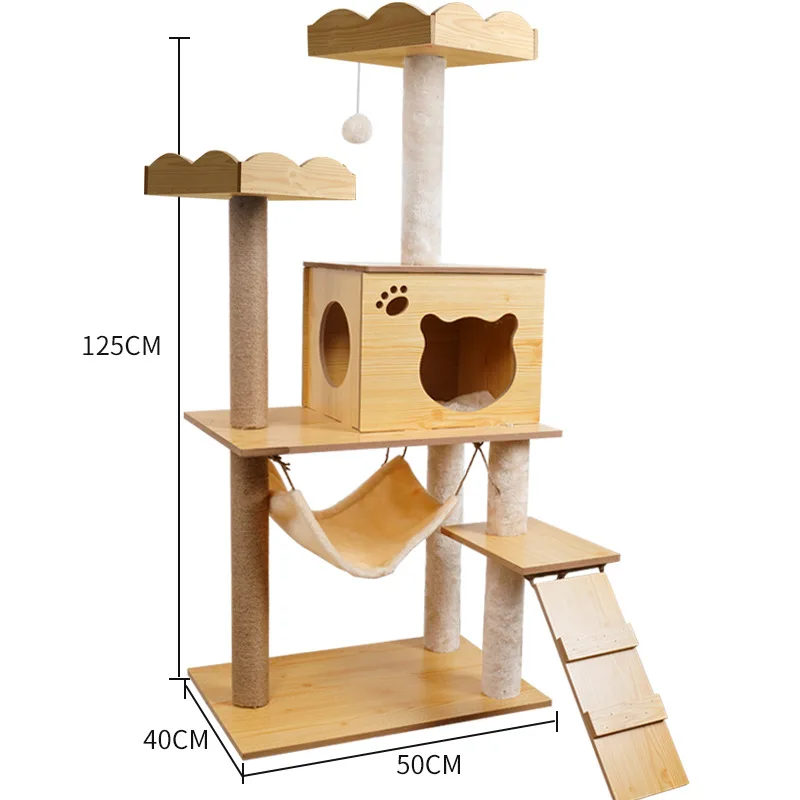 

2022 New Arrival Large Cat Tree Furniture Condo Climbing Scratching Cat Tower Tree House With Cat Ttree with Hammock