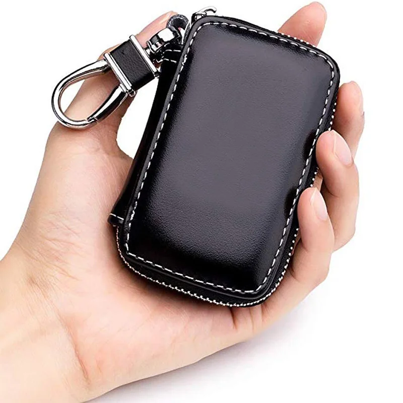 

Wholesale sales GM key bag leather key fob cover case for all models Key Wallet Key Chain customized car logo key holder keyring, Black