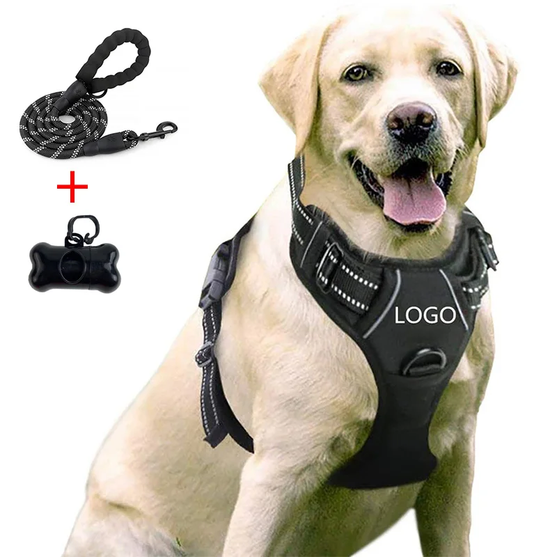 

Drop Shipping Custom Waterproof No Pull Adjustable Control Pet Harness Soft Comfortable Vest Reflective Large Dog Harness Set, Accept custom make