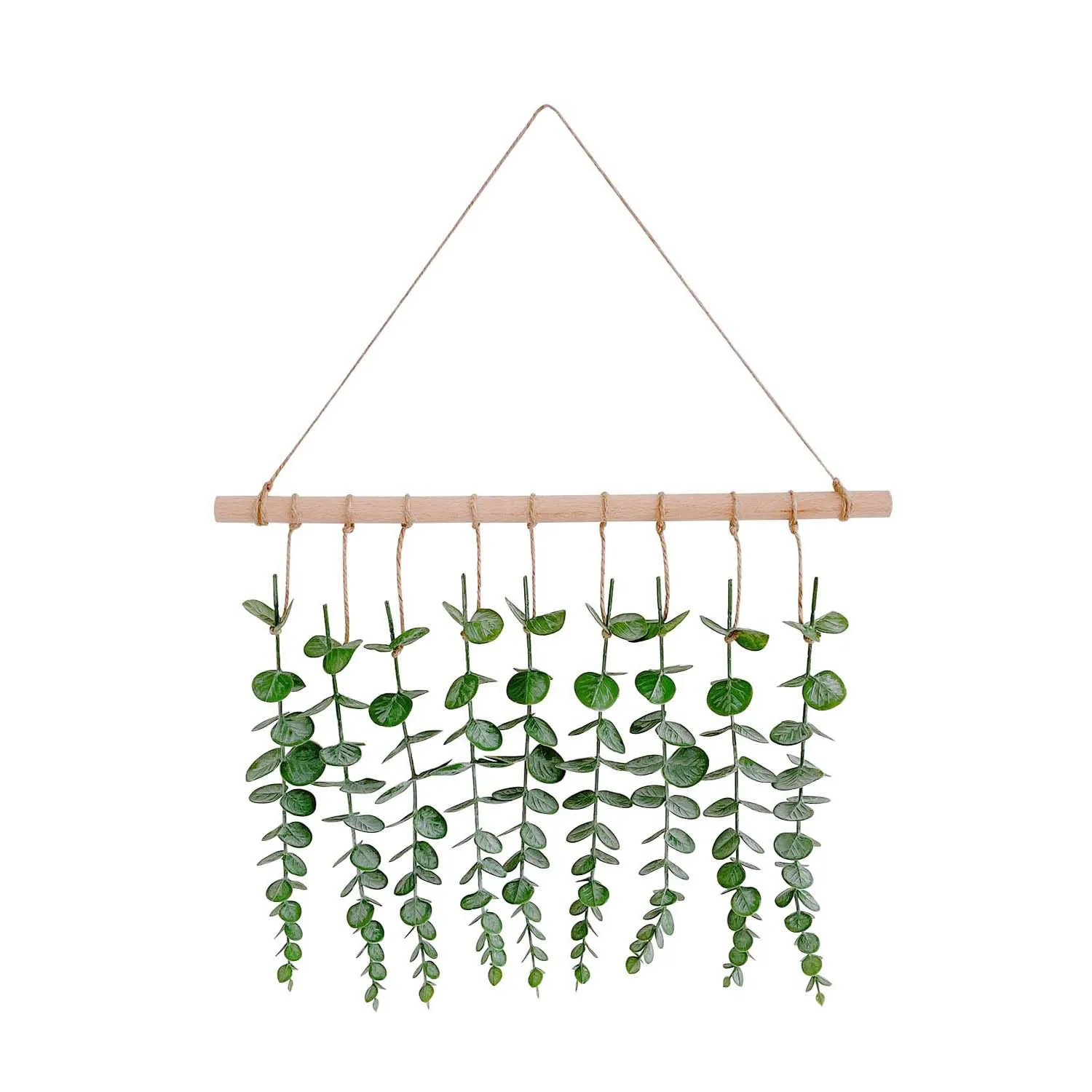 

Wall Home Decor Greenery Eucalyptus Vines Hanging Plants with Wooden Stick Artificial Eucalyptus leaves, Shown