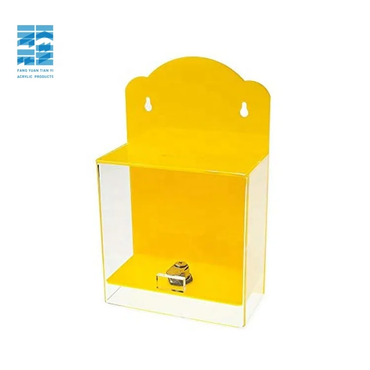 

Counter Top or Wall Mount Use Ticket Box acrylic donation box with lock Collection Box