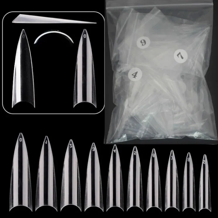 

Hot Sale High Quality 600PCS/BAG Pointy Nail Tips Stiletto Nail Tips