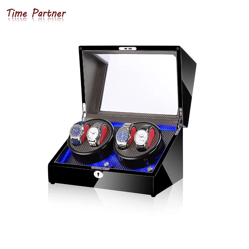 

Time partner Five winding modes of rotatable watch winder with LED and lock, Customizable