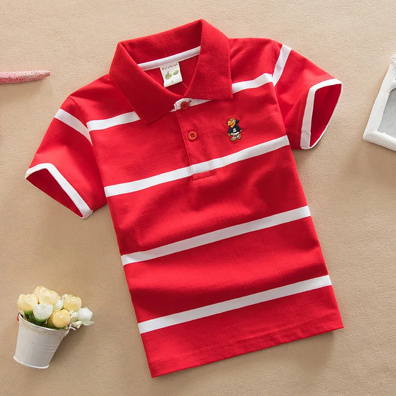 

95% cotton multicolour cotton spandex striped children kids polo t shirts for 2-15 years