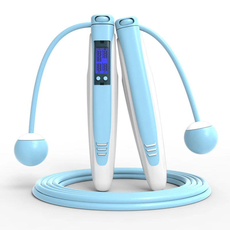 

Hot selling Electronic Counter PVC Steel Wire rope Cordless Digital skipping rope fitness, Black/red/pink/blue/customized